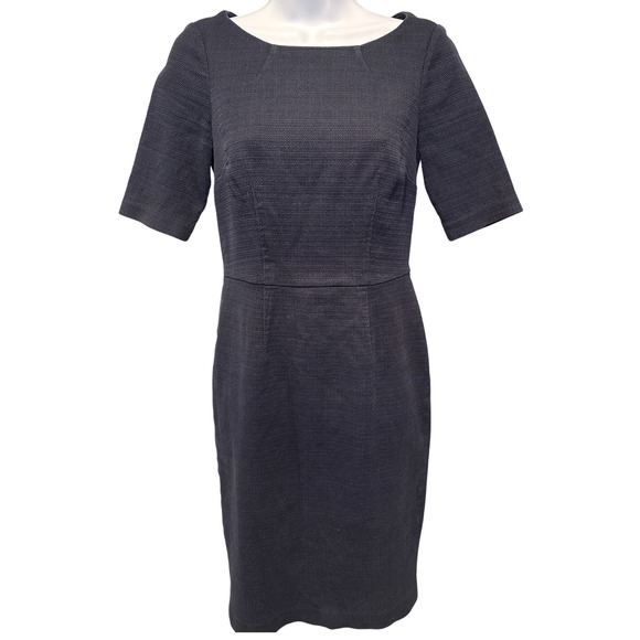 Boden Dresses & Skirts - Boden Womens Navy Blue Textured Sheath Dress Sz 4 Excellent Office Tailored